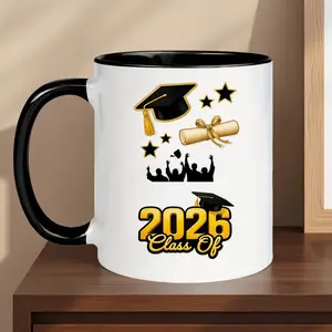 Graduation Gift 1pc 11Oz Ceramic Mug Class of 2026 Graduation Cap Diploma Design | Reusable Coffee Cups - Great Gift for Birthdays Graduation Christmas Gift for 2026 Graduates Families Friends