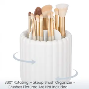 PrimPick 360 Rotating Makeup Brush Holder 7 Slots Make Up Brush Organizer Removable Spinning Cosmetic Brushes Storage Pen Holder for Vanity, Dresser, Desk, Makeup Organizer Box