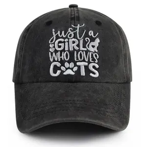 Cat Gifts For Cat Lovers,Cat Mom Hat For Women Mama, Adjustable Cotton Embroidered Just A Girl Who Loves Cats Baseball Cap,Mother's Day Christmas Cat Themed Gift For Sister Friends Wife Daughther