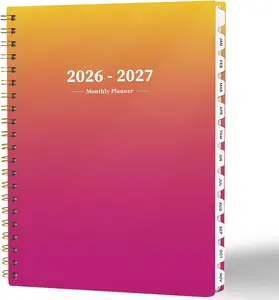 Monthly Planner  2 Year Monthly Planner JAN.2026 to DEC.2027 8.5" x 11" Large Calendar with Spiral Bound 24 Coated Tabs 24 Months Perfect for School & Office Schedule Orange & Pink