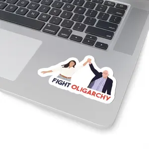Fight Oligarchy Sticker, Bernie Sanders Sticker, AOC Sticker, AOC And Bernie Sticker
