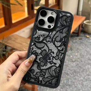 Lace Pattern Tpu Phone Case, Aesthetic Vintage Leather Texture, Durable Material, Fits iPhone 16 Pro Max XR 11 12pm 13pro 14 15plus 15pro Max 17 Air Series