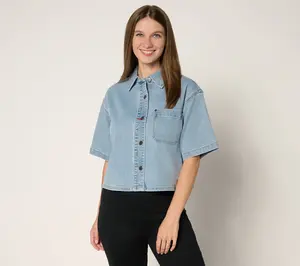 Peace Love World Short-Sleeve Denim Jacket