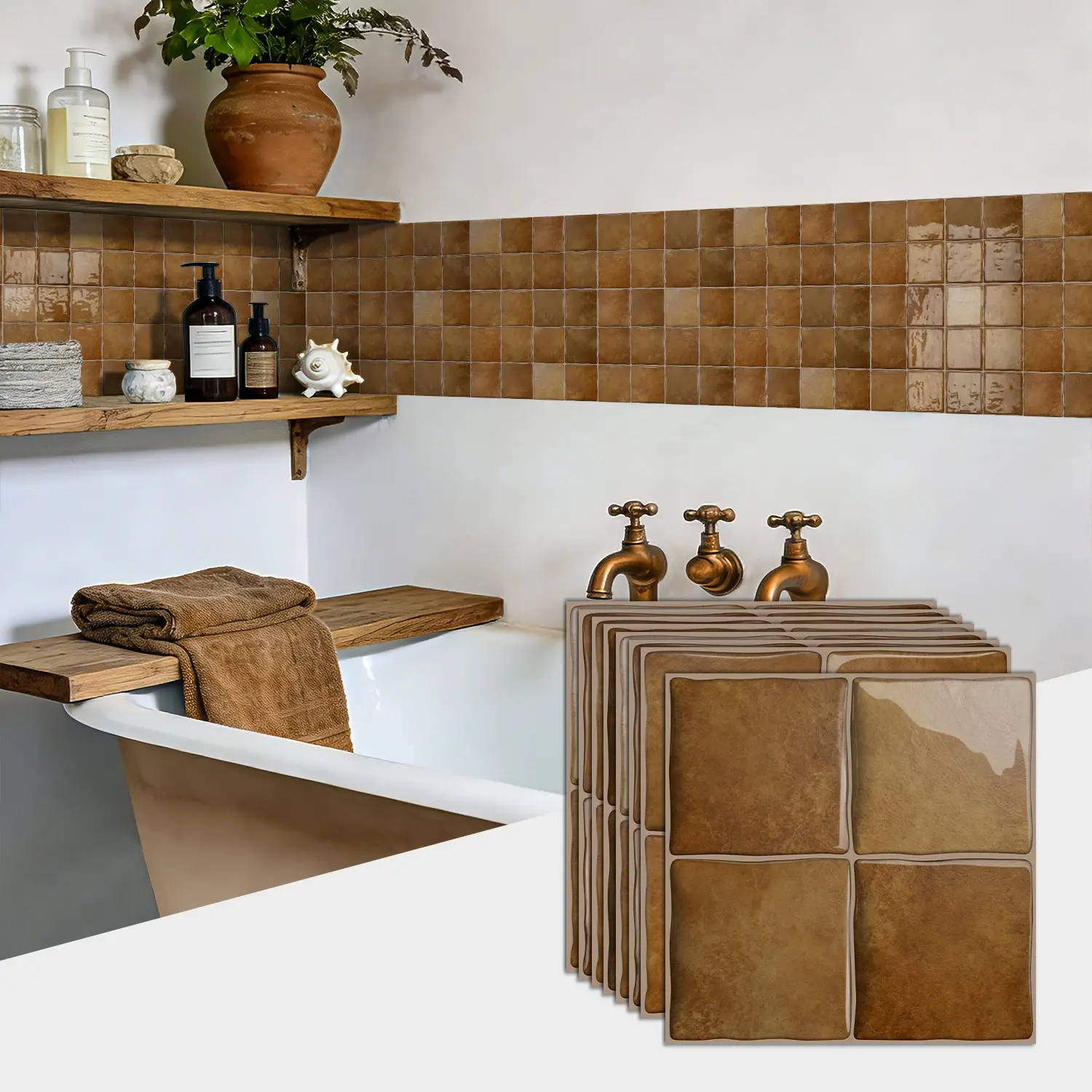 3D Drip Glue Decorative Stickers, Copper Color, Self Adhesive Sticker, Detachable Design, Ideal for Kitchen & Bathrooms, Enhances Home Decor (available in 12/24 Packets)