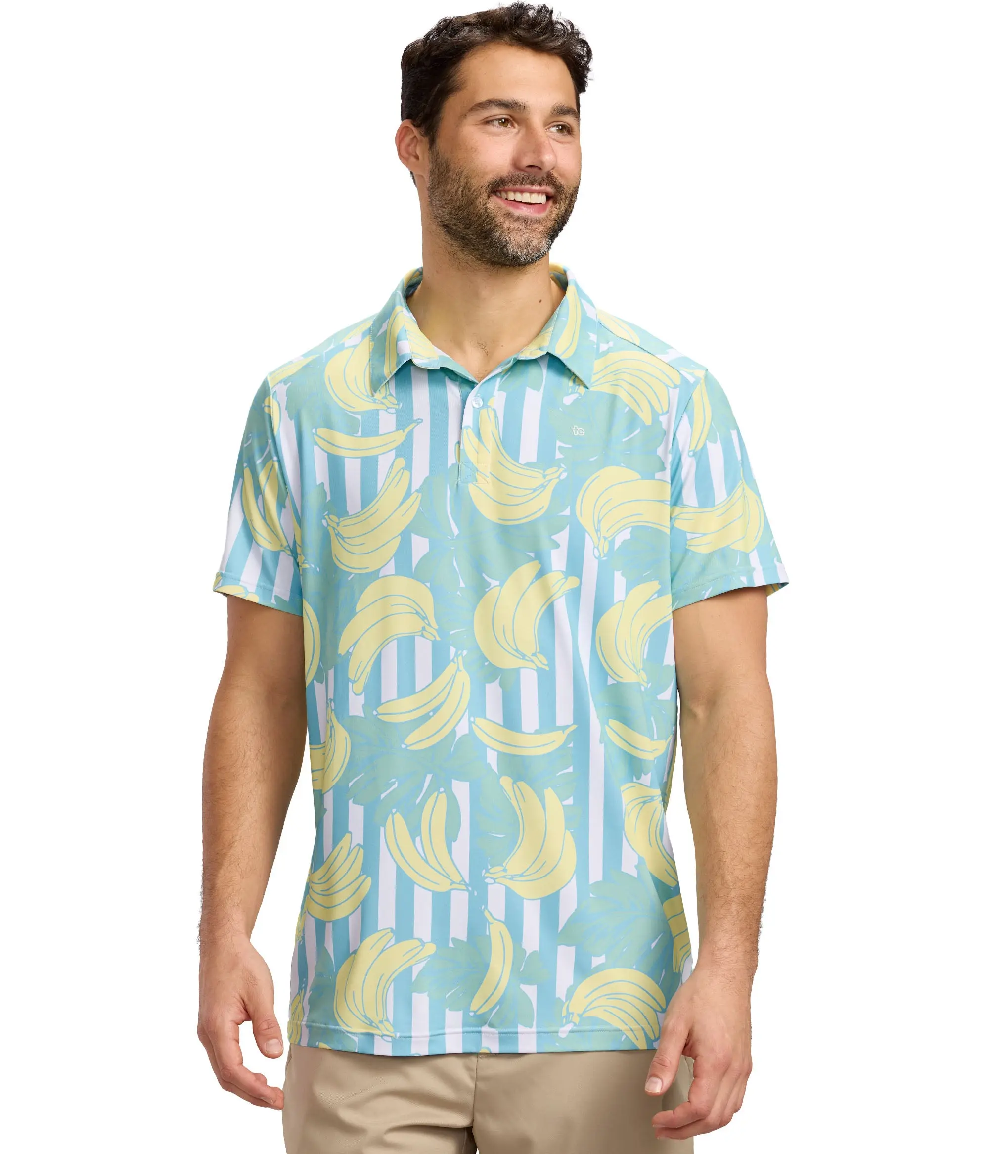 Men's Banana Print Short-Sleeve Pickleball Shirt - Male, Relaxed Shoulders, 4-Way Stretch Sports Top for Outdoor Play, Four Way Stretch