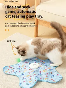 Keep Your Cat Entertained All Day! Interactive Cat Pet Toy, Automatic Hide-and-Seek Hunting Teaser Wand Mat for Bored Indoor Cats