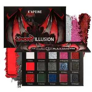 Red black Eyeshadow Palette, Goth Red Eye Shadow Halloween Makeup | Black Sliver Shimmer Glitter Eyeshadow Pallet, Burgundy Smokey Mattlic Cream Matte Eyesahdow for SFX Clown Vampire Christmas Looks