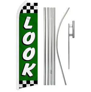11.5x2.5ft Checkered-Plaid Polyester Fabric Banner & Steel-Aluminium Flag Pole Kit, Festive Home Supplies Backdrop Set with Curved Sleeve