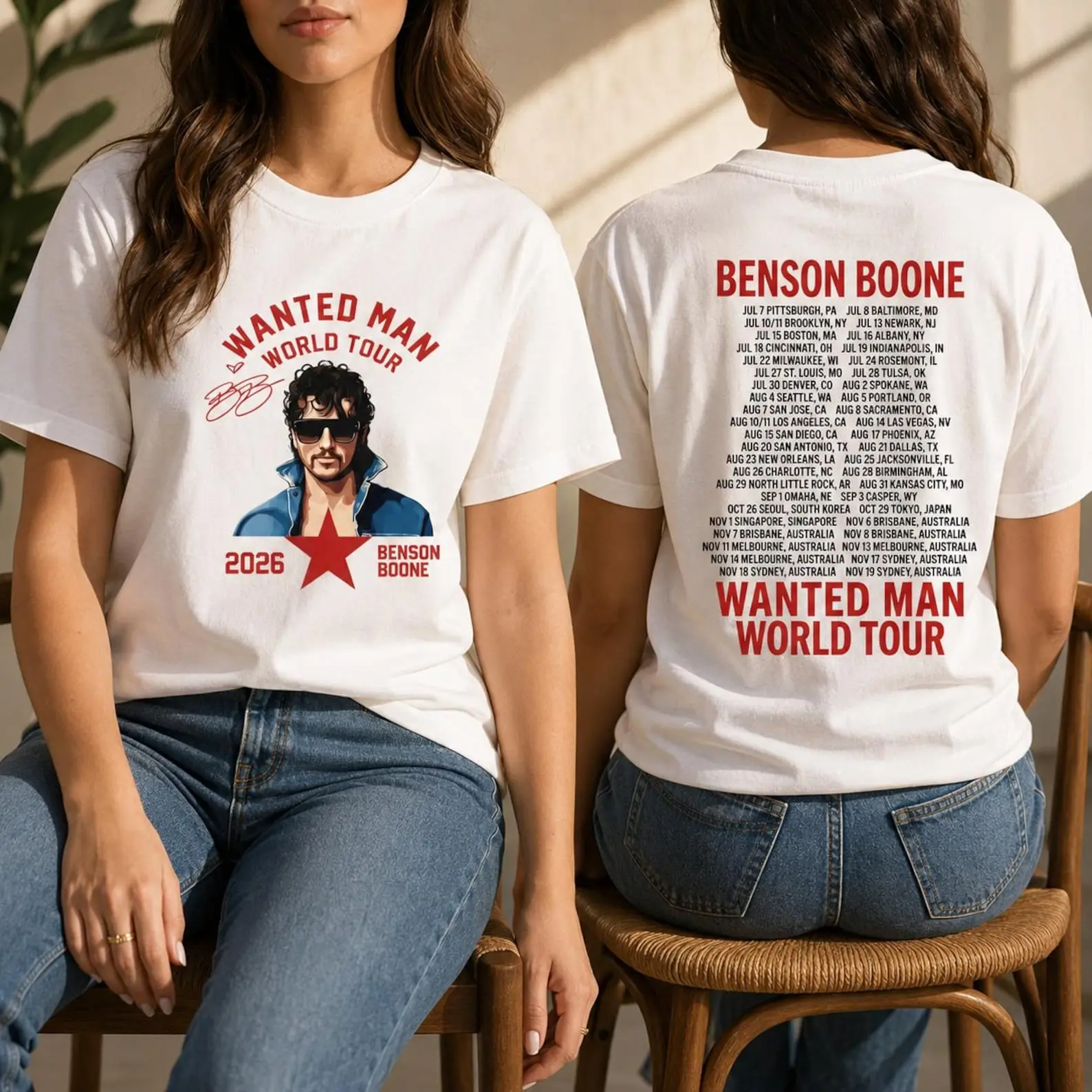 Benson Boone Graphic Shirt, Benson Boone Tour 2026 Shirt, Benson Boone Wanted Man Tour Shirt, Music Fan Gift, Benson Boone Merch, Unisex Concert Tee