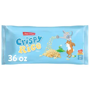 Malt-O-Meal Crispy Rice Gluten Free Breakfast Cereal, Crunchy Rice Cereal, Large Cereal for Family, 36 OZ Resealable Cereal Bag