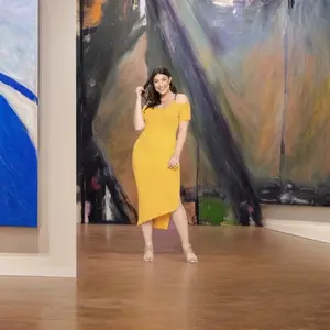 Mustard plus size Asymmetrical dress with Gold straps