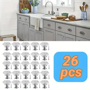 26Pcs Clear Crystal Drawer Knobs,24mm Diamond-Shaped Acrylic Cabinet Knobs Pulls for Kitchen Dresser Drawer and Cupboard,Tools & Hardware Accessories