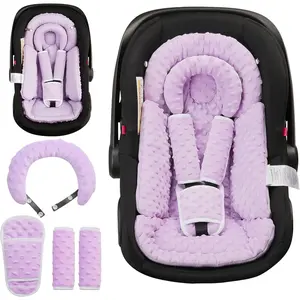 Infant Car Seat Insert with Removable Cushion for Baby Preemie Newborn Infant, Reversible carseat Insert Head Body Support Fits for Stroller, Baby Swing, Rocker, Bouncer, Bassinet - Purple