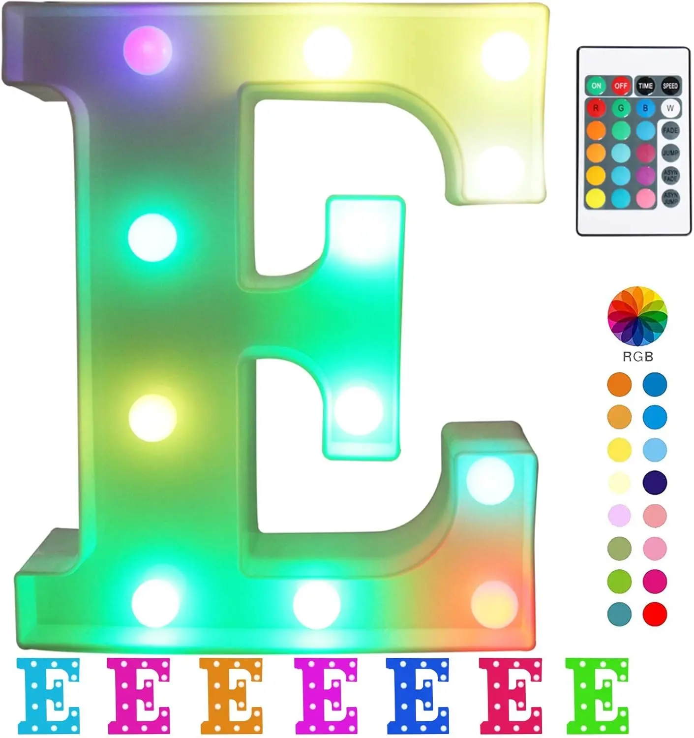 Colorful LED Marquee Letter Lights with Remote – Light Up Marquee Signs – Party Bar Letters with Lights Decorations for the Home - Multicolor E