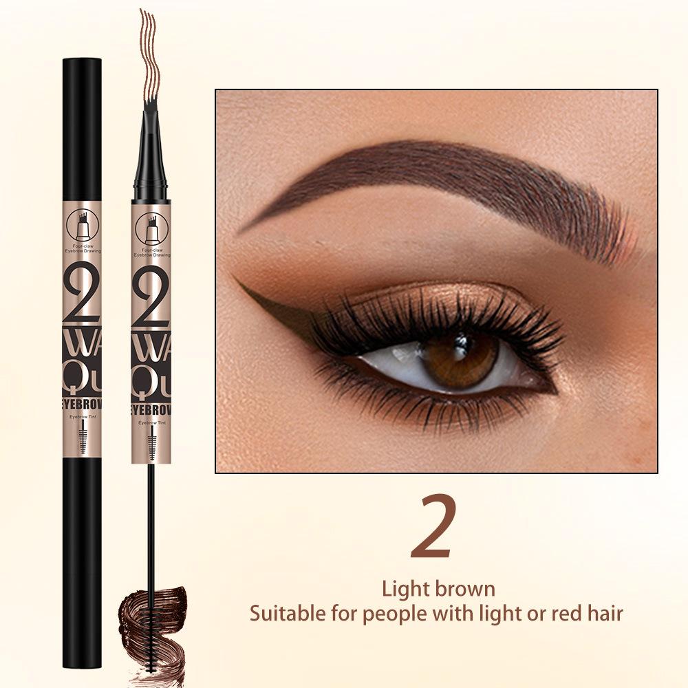 QICIY 4-Point Eyebrow Pencil & Dye Set Extremely Fine Tip Waterproof Sweat Resistant Long Lasting Non Smudging Natural Look 3D Curling Eyelash Iron Mascara Durable Cosmetic