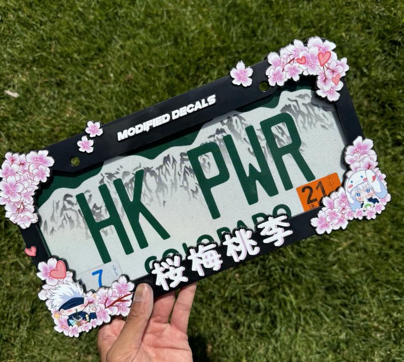 Gojo Sakura JJK License Plate Frame - Easy Installation