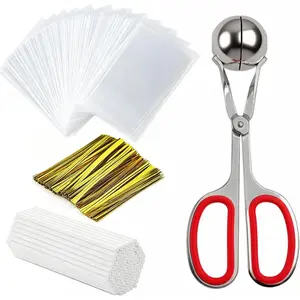 Cake Pop Kit Cake Pop Maker Set Include 100 Cake Pop Bags  Sticks and  Metallic Twist Ties Meat Baller with  Handles Cake Pops Making Tools for Candies and Chocolates