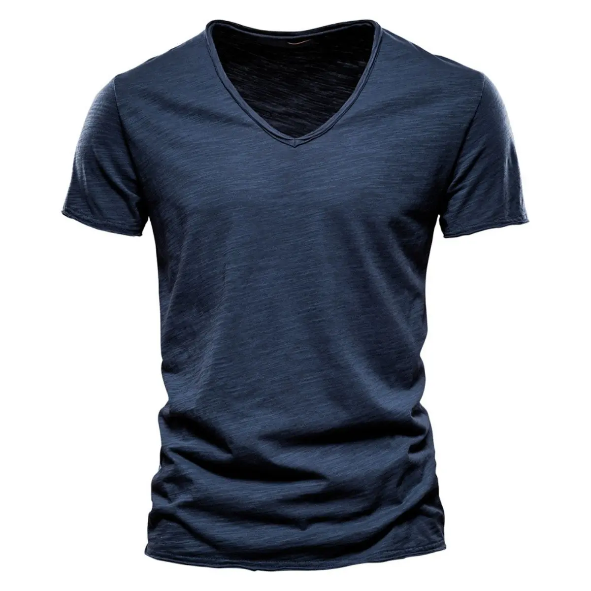 Men's Plain Cotton T-shirt, Slim Fit V-Neck Short-Sleeve Top for Adults, Breathable Casual Summer Loungewear, Tshirt, Shortsleeve