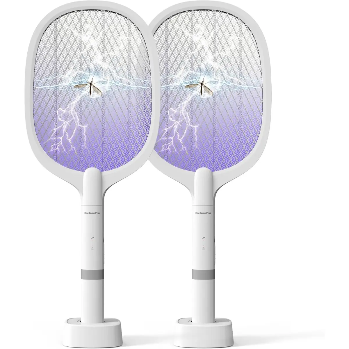 Electric Fly Swatter 3000V Bug Zapper Racket, Rechargeable with UV Lights, Portable Handheld Cordless for Killing Mosquitoes, Wasps, Gnats, Fruit Flies, Flies in Indoor Home Office