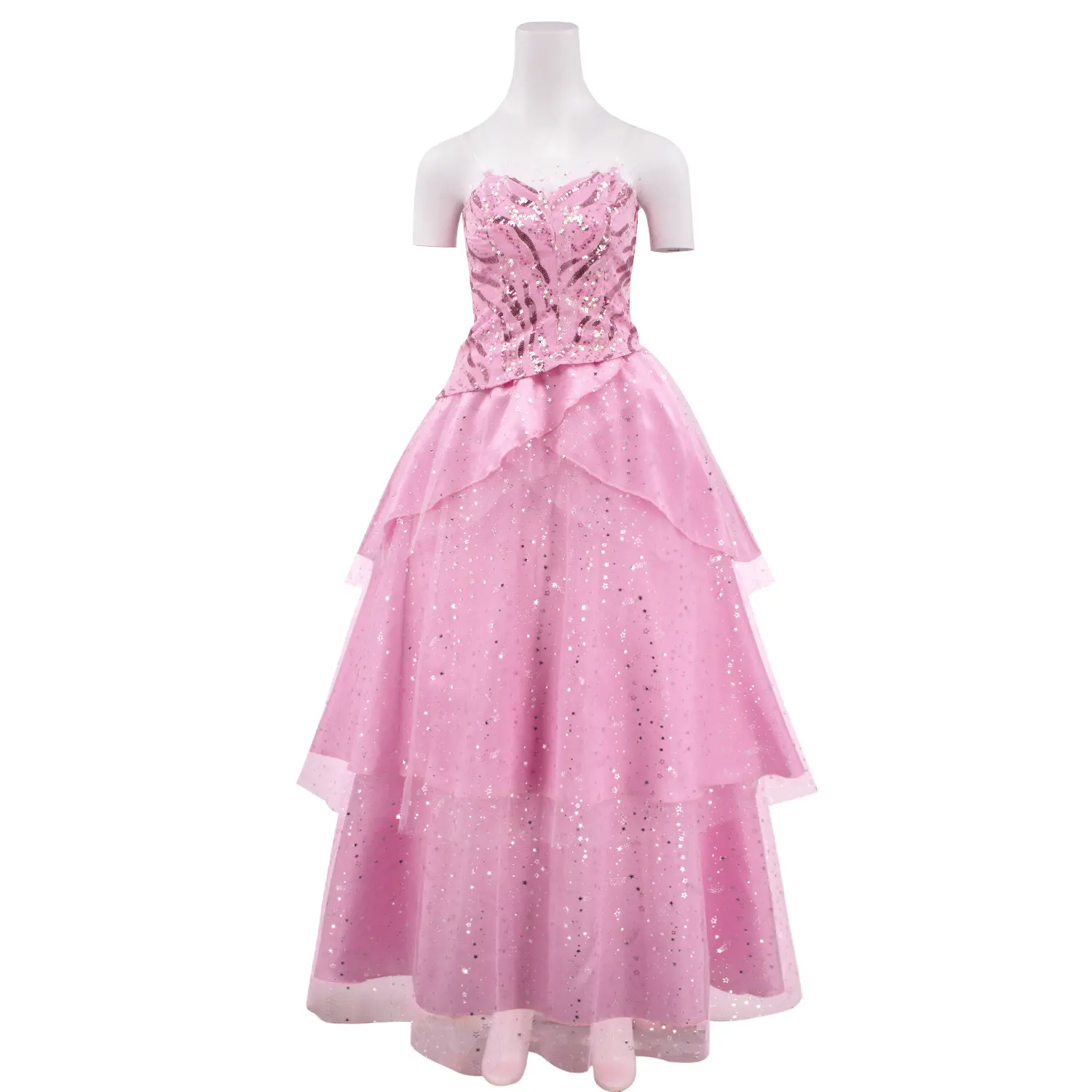 Women‘s Glinda Glitter Fairy Maxi Evening Dress Pink Top and Skirt Suit for Halloween
