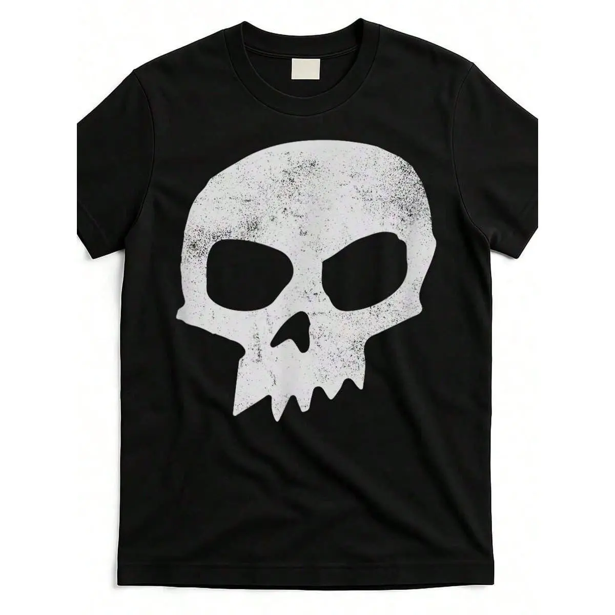 Vintage Sid Skull Graphic T-Shirt - Black Cotton Crew Neck Tee With Distressed White Skull Design, Comfortable & For Men & Women, Casual Streetwear,