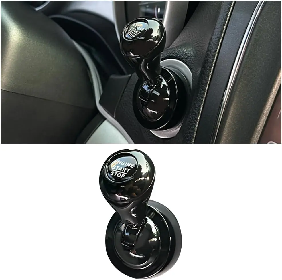 Car Joystick Push to Start Button Cover, Carbon Fiber Cool Metal Vehicle Engine Starter Stop Button Rocker, Auto Interior One-Touch Push to Start Protector, Universal for Vehicles