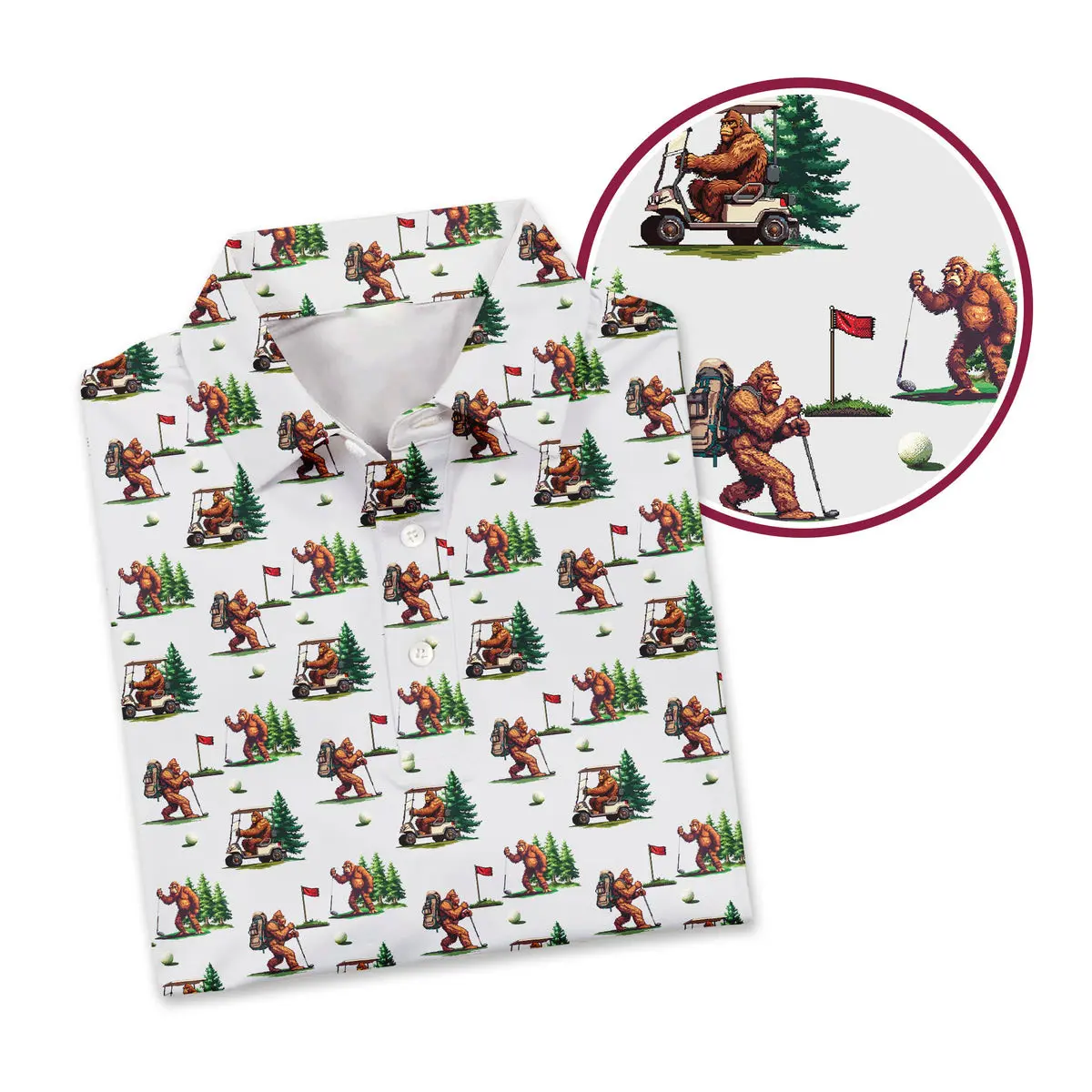 Men’s Performance Golf Polo Featuring Bigfoot Graphics and Lightweight Comfort for All Day Wear