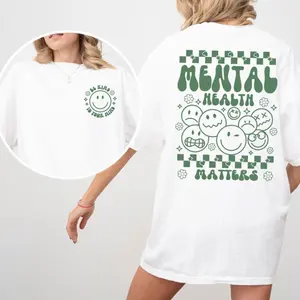 Mental Health Matters Shirt, Women Inspirational Printed T-shirt, Be Kind To Your Mind Graphic Tee Women, Comfort Shirt Casual Style, Inspirational Gifts, Cotton Fabric Outfit, Gift for Her, Womenswear Top Cotton Fabric Tee