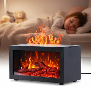 Eseential Oil Diffuser, Fireplace Flame Oil Diffuser - Aromatherapy Aroma Humidifier, Upgrade 7 Flame Colors Noiseless 100ml with Auto-Off Protection- Perfect for Bedroom Home Office