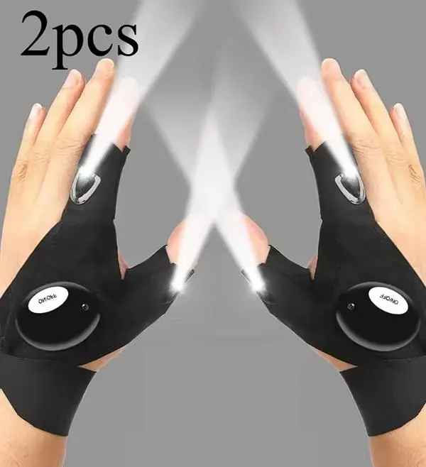 LED Flashlight Gloves, Gifts for Men Him Boyfriend Husband, Cool Gadget Finger Lights Waterproof for Camping Fishing Repairing, Fathers Day Christmas Birthday Gift