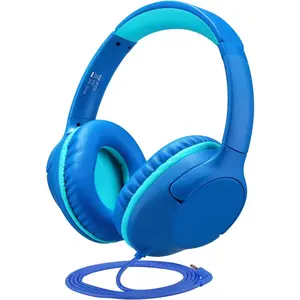 P20  Headphones for School, /Teens/Boys/Girls with Safe 94dB Volume Limited, 3.5mm Jack Wired Cord Over-Ear for Fire Tablets/Travel/PC/Phones(Blue)