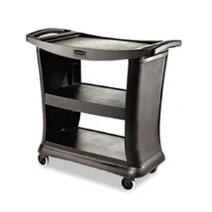 Rubbermaid Commercial  Executive Service Cart- 3-Shelf- 300lbs- 20-1/3 x 38- Black