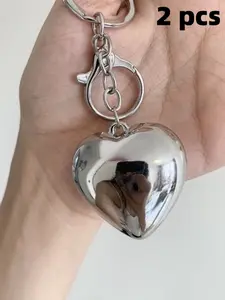 Couples Keychain Pendant Set for Valentine's Day, Minimalist Bow and Heart Design, High-Quality Titanium Steel, Unique DIY Accessory