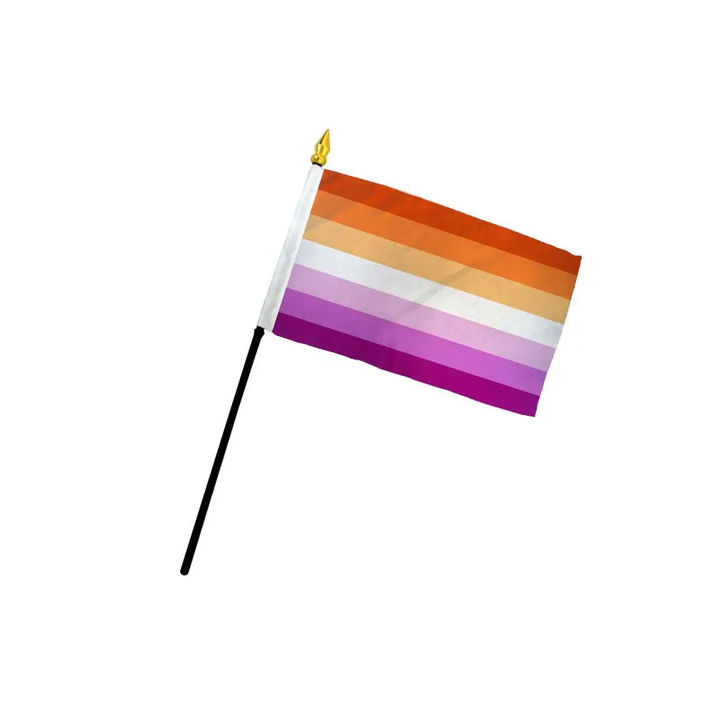 Lesbian Sunset Print 4x6in Plastic Stick Flag, Colorful Decorative Banner Festive Flags for Home & Party Backdrops, Colorful Banner Festive Flags