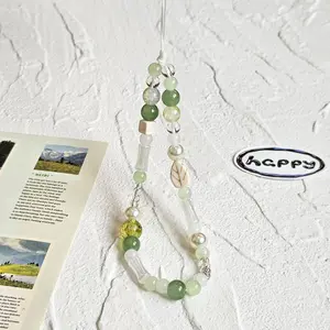 Original Chinese Style Teal Green Phone Chain Strap Charm Cute Lanyard Keychain Mobile Phone Lanyard for Airpods Case Keycord