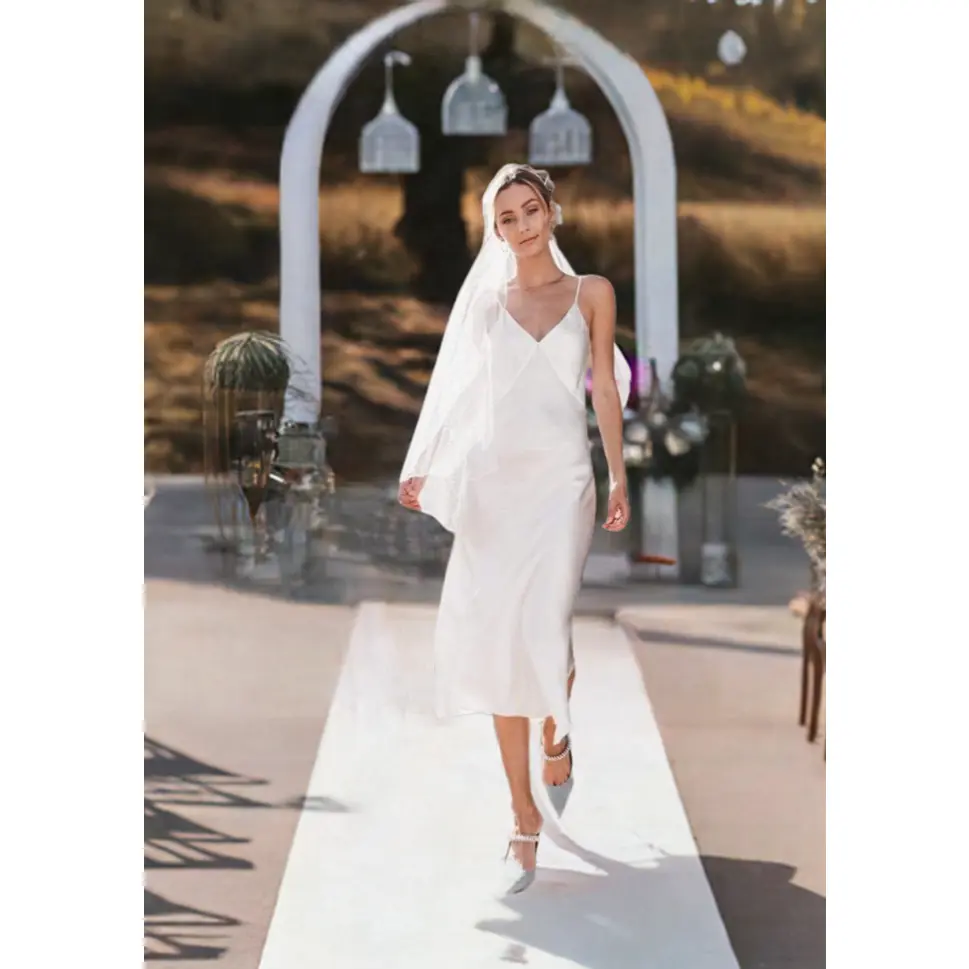 Aphrodite Bridal White Silk Slip Dress · Light Champagne