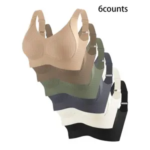 Women's Wireless Push-Up Bra Set, Wide Strap Simple Design, Comfortable No Underwire Bras, Suitable for All Seasons, Push Up Padded
