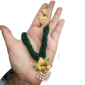 Gold Plated Pendant Set in Hydro Potey for Women