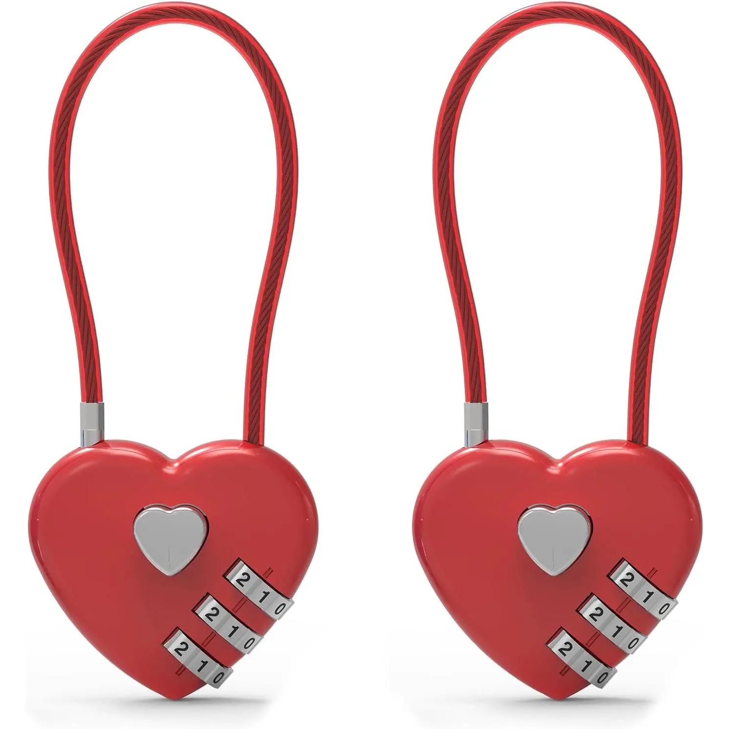 3-Digit Code Keyless Entry Combination Cable Padlock, Compact Zinc Alloy Heart-Shaped Cute Lock for Gym Lockers, Travelers' Luggage