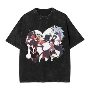 Helluva Loona Washed T Shirts Streetwear Hip Hop Retro T-Shirt  Tee Shirt for Men Women Short Sleeve 13Oversize Graphic