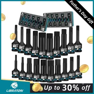 【Fathersdaygift】LIBRATON Impact Hex Bit Socket Set, 1/2" Dr, S2 Steel, Metric & SAE 20PCS (H5-H19 & 1/4"-3/4") High Torque Sockets for Professional Mechanics & Automotive Repair (XPE Storage Cases)