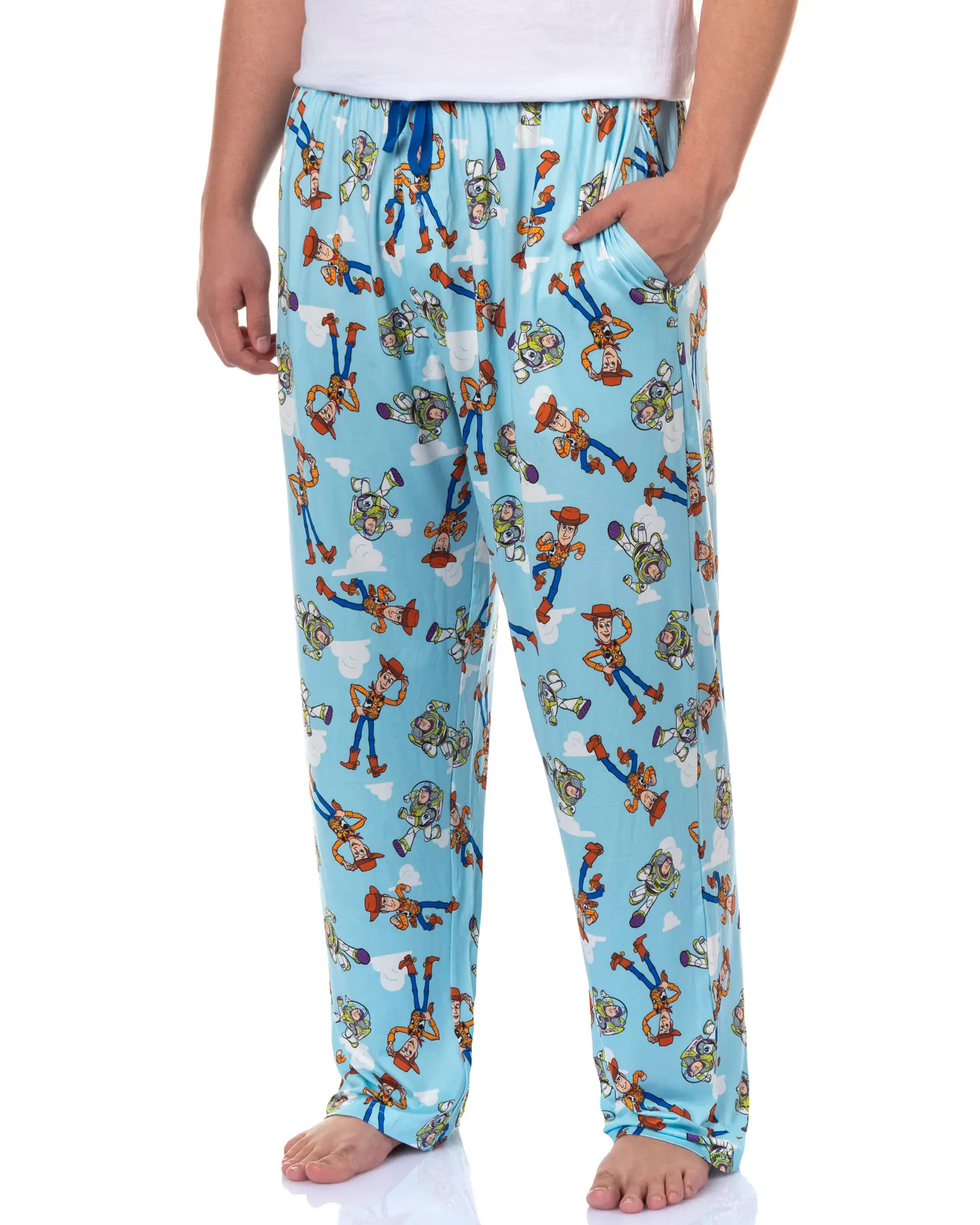 Toy Story Pajamas Men's Woody & Buzz Lightyear Cloud All-Over Print Sleep Lounge Pants, Polyester, Stretch