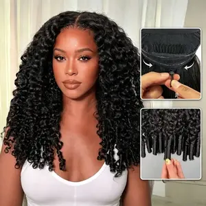 【22" 20" Same Price Only $109 】Burmese Curly Wear Go Glueless 13x4 Lace Front Wigs Spiral Curl 180% Density Pull Go Wig Spiral Curly Ends Adjustable Cap Easy for Beginners Full Volume & Natural Edges Salon-Quality Boho Human Drawstring Wig Natural Color