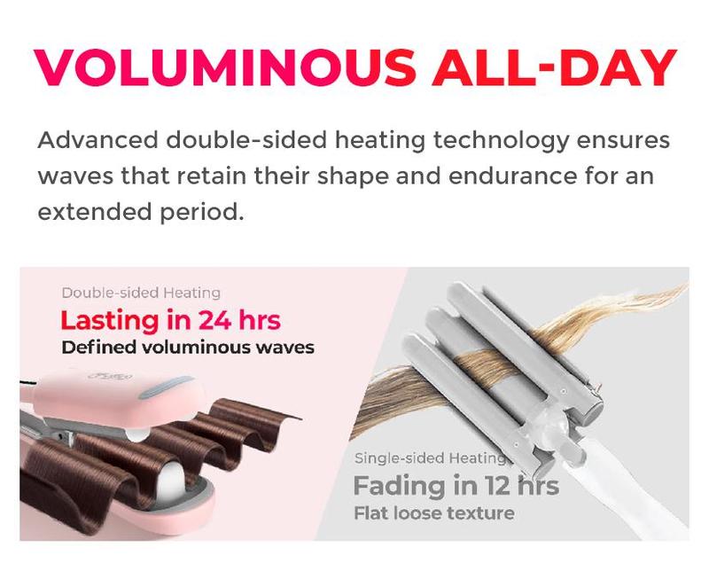 TYMO ROVY Beach Waves Curling Wand, Ionic Deep Waver Hair Curler Tool With Ceramic 3 Barrel For Women, Dual Voltage, Anti-Scald, Easy To Use Crimper Iron Hair Crimper Bed Head Waver Comfort, Hollywood Waves,Styling Kit,Negative Ion