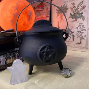Black Potbelly Cast Iron Cauldron - 5.5" | Pentacle