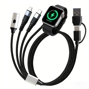 USB C Watch Charger, Latest 4-In-2 Multi-Functional Data Cable, with Cigarette Lighter, Reverse Charging, Compatible with Ultra Series Watches, Multifunctional Charging Cable