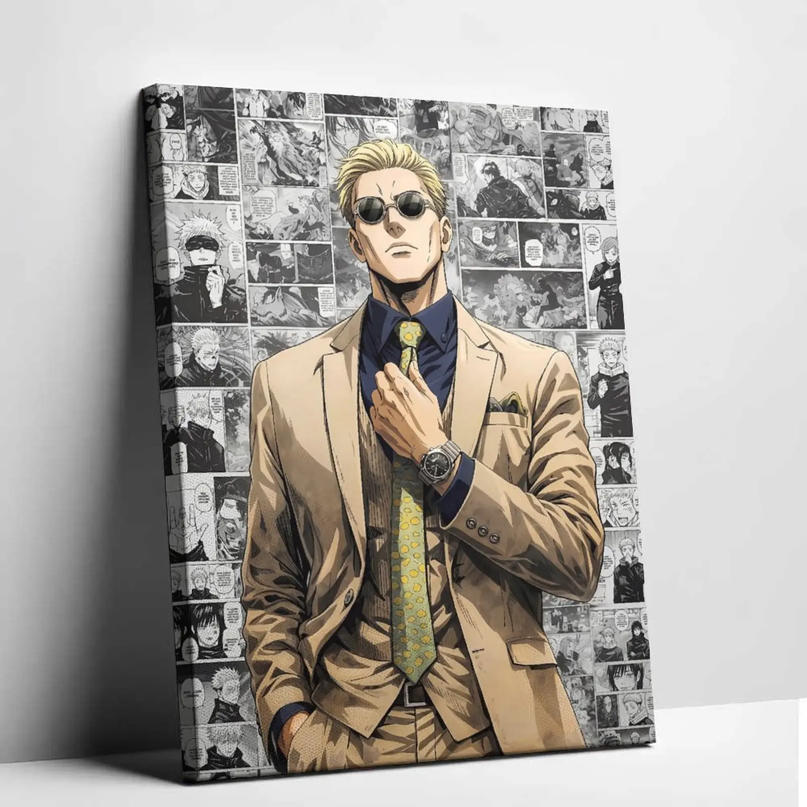 Jujutsu Kaisen Kento Nanami Anime Canvas Wall Art - Vintage Manga Panel Collage Poster, Character Art, Print Design, Artistic Creative Design Print, Gentleman Graphic Decoration for Living Room Bedroom, Shonen Fan Home Decor Supplies