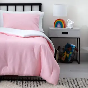 All Season Hypoallergenic Down Alternative Microfiber Comforter , Twin XL, Pink, Twin XL Size, Dorm Room