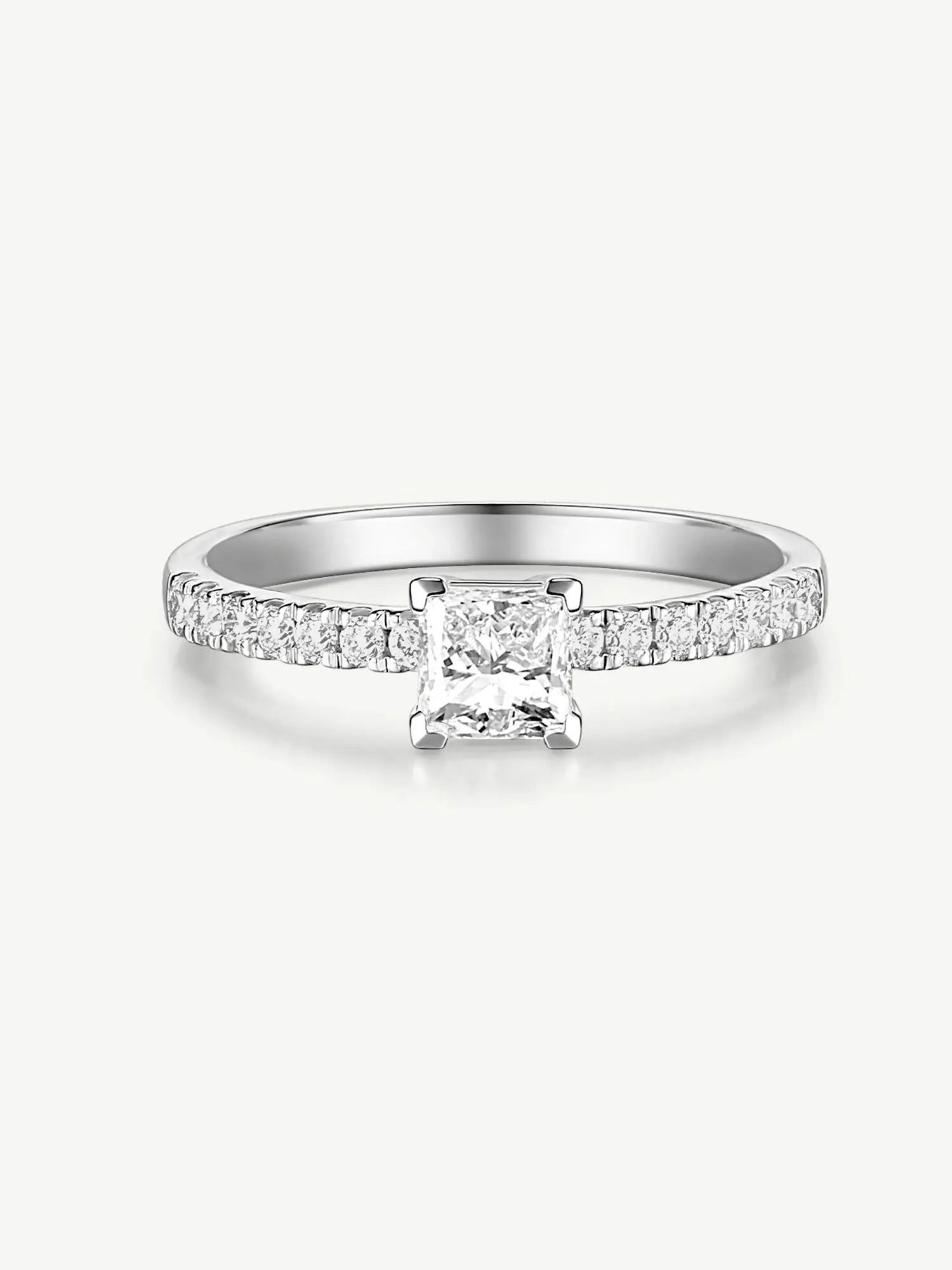 "Radiant Muse" Princess Cut Lab Grown Diamond Ring in Sterling Silver Engagement Anniversary Wedding Ring for Women (0.3-1 Carat)