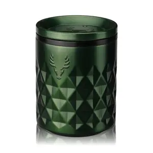Paragon Stainless Steel Rocks Tumbler in Satin Green Ceramic Drinkware Insulated Lid Metal Cocktails Portable